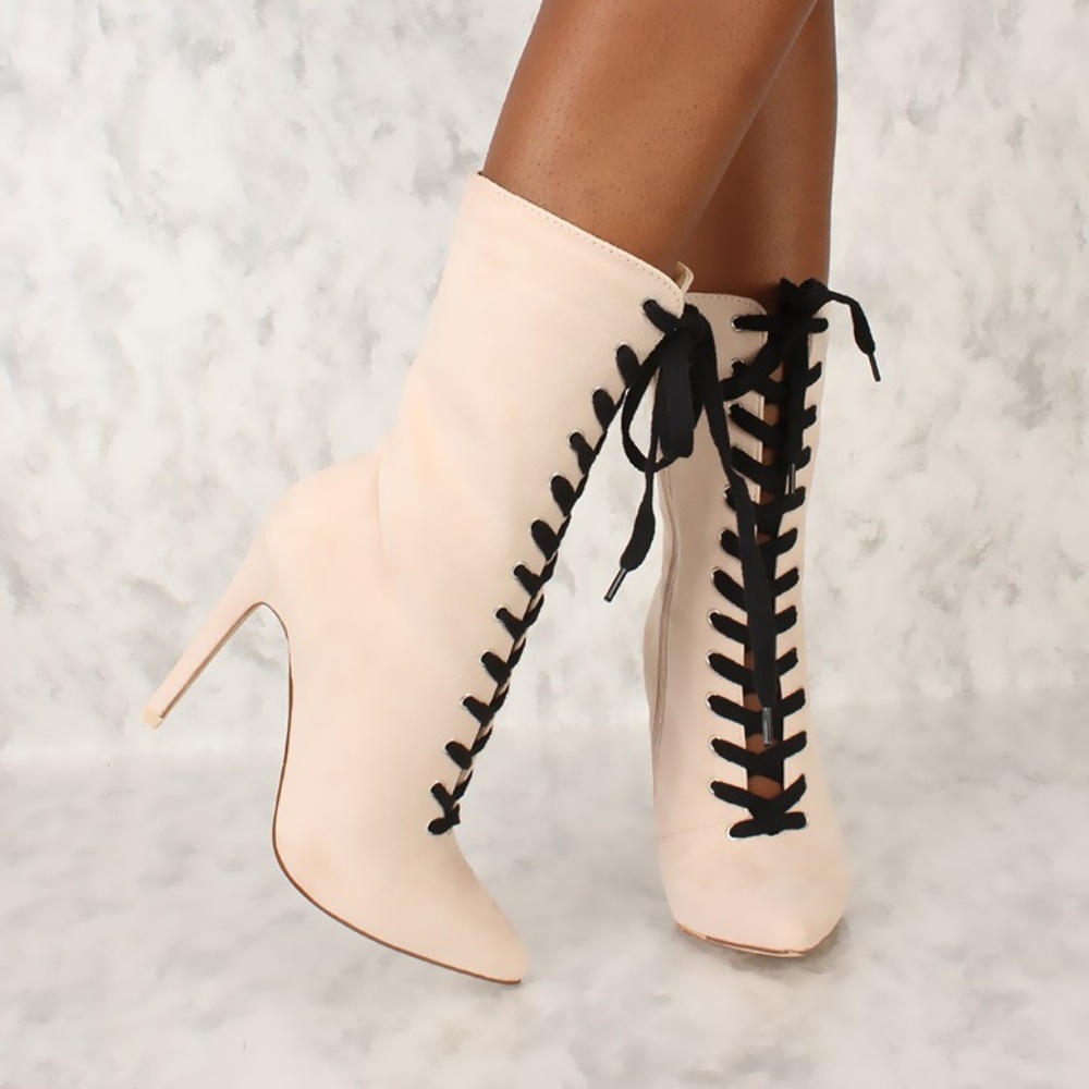 High Heel Lace Up Booties